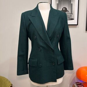 Green wool blazer with shoulder pads
